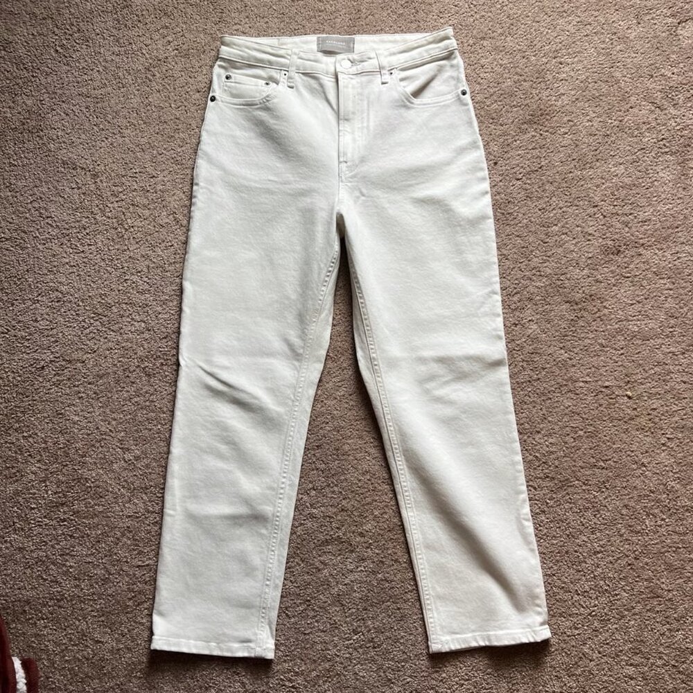 Everlane High‎ Waisted Straight Ankle Jeans in White Size 29”
